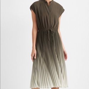 Club Monaco Green Ombré Midi Pleated Dress